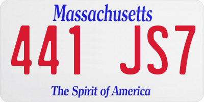 MA license plate 441JS7