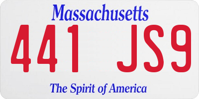 MA license plate 441JS9