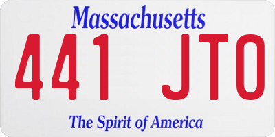 MA license plate 441JT0