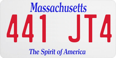 MA license plate 441JT4