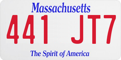 MA license plate 441JT7