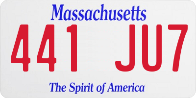 MA license plate 441JU7