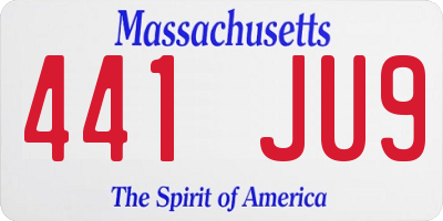 MA license plate 441JU9