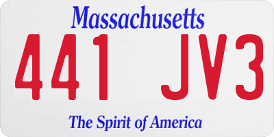 MA license plate 441JV3
