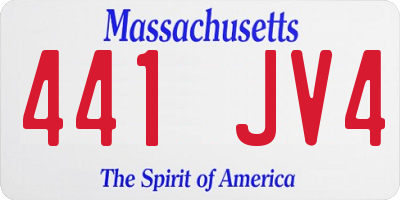 MA license plate 441JV4