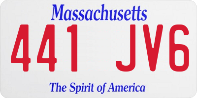 MA license plate 441JV6