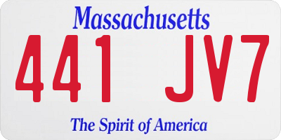 MA license plate 441JV7