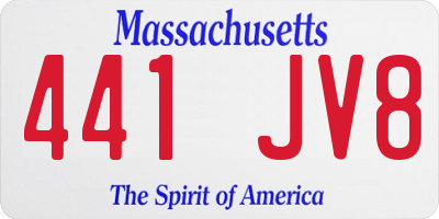 MA license plate 441JV8