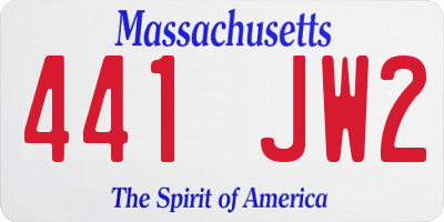 MA license plate 441JW2