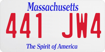 MA license plate 441JW4