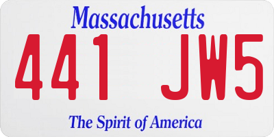 MA license plate 441JW5