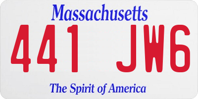 MA license plate 441JW6