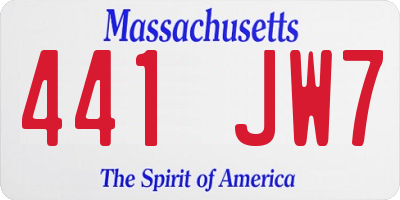 MA license plate 441JW7