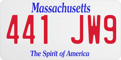 MA license plate 441JW9