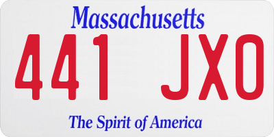 MA license plate 441JX0