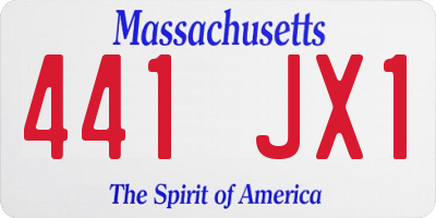 MA license plate 441JX1