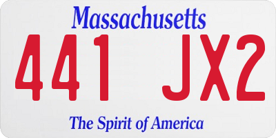 MA license plate 441JX2