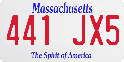 MA license plate 441JX5