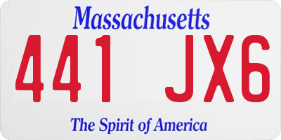 MA license plate 441JX6
