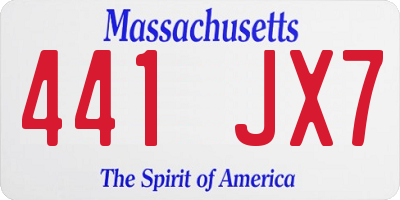 MA license plate 441JX7