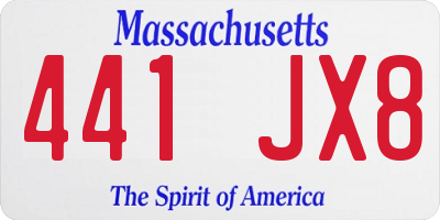MA license plate 441JX8