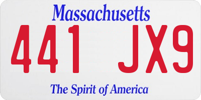 MA license plate 441JX9
