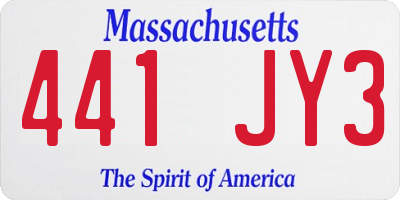 MA license plate 441JY3
