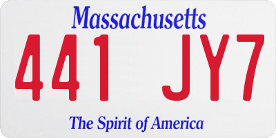 MA license plate 441JY7
