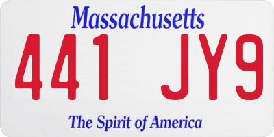 MA license plate 441JY9