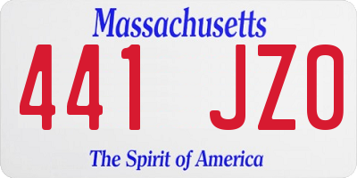 MA license plate 441JZ0