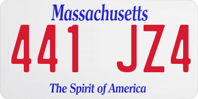 MA license plate 441JZ4