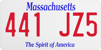 MA license plate 441JZ5