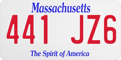 MA license plate 441JZ6