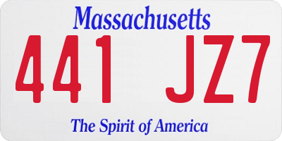 MA license plate 441JZ7