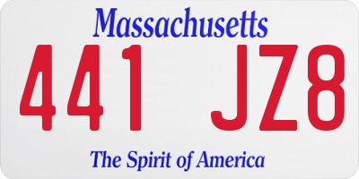 MA license plate 441JZ8