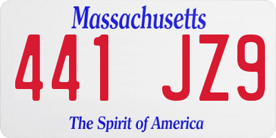 MA license plate 441JZ9