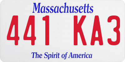 MA license plate 441KA3