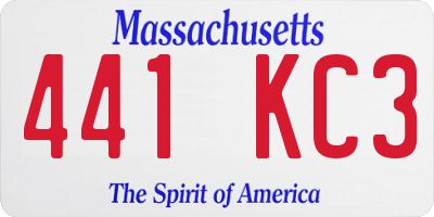 MA license plate 441KC3