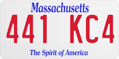 MA license plate 441KC4
