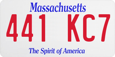 MA license plate 441KC7
