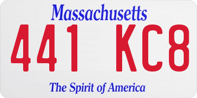 MA license plate 441KC8