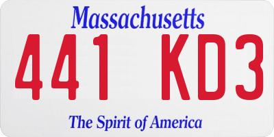 MA license plate 441KD3