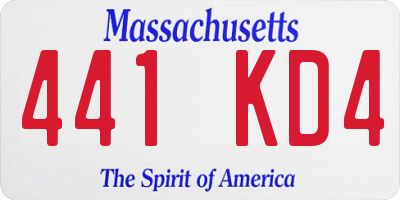 MA license plate 441KD4