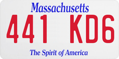 MA license plate 441KD6