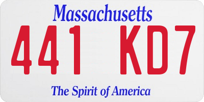 MA license plate 441KD7