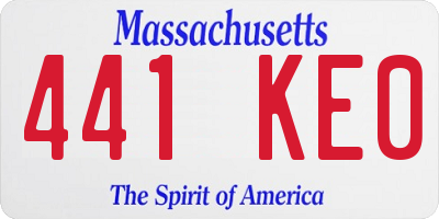 MA license plate 441KE0