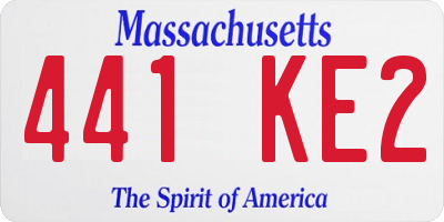 MA license plate 441KE2