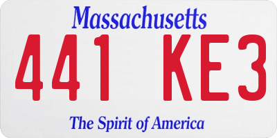 MA license plate 441KE3