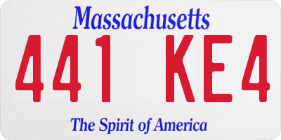 MA license plate 441KE4
