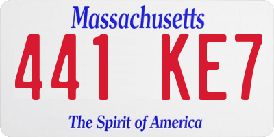 MA license plate 441KE7